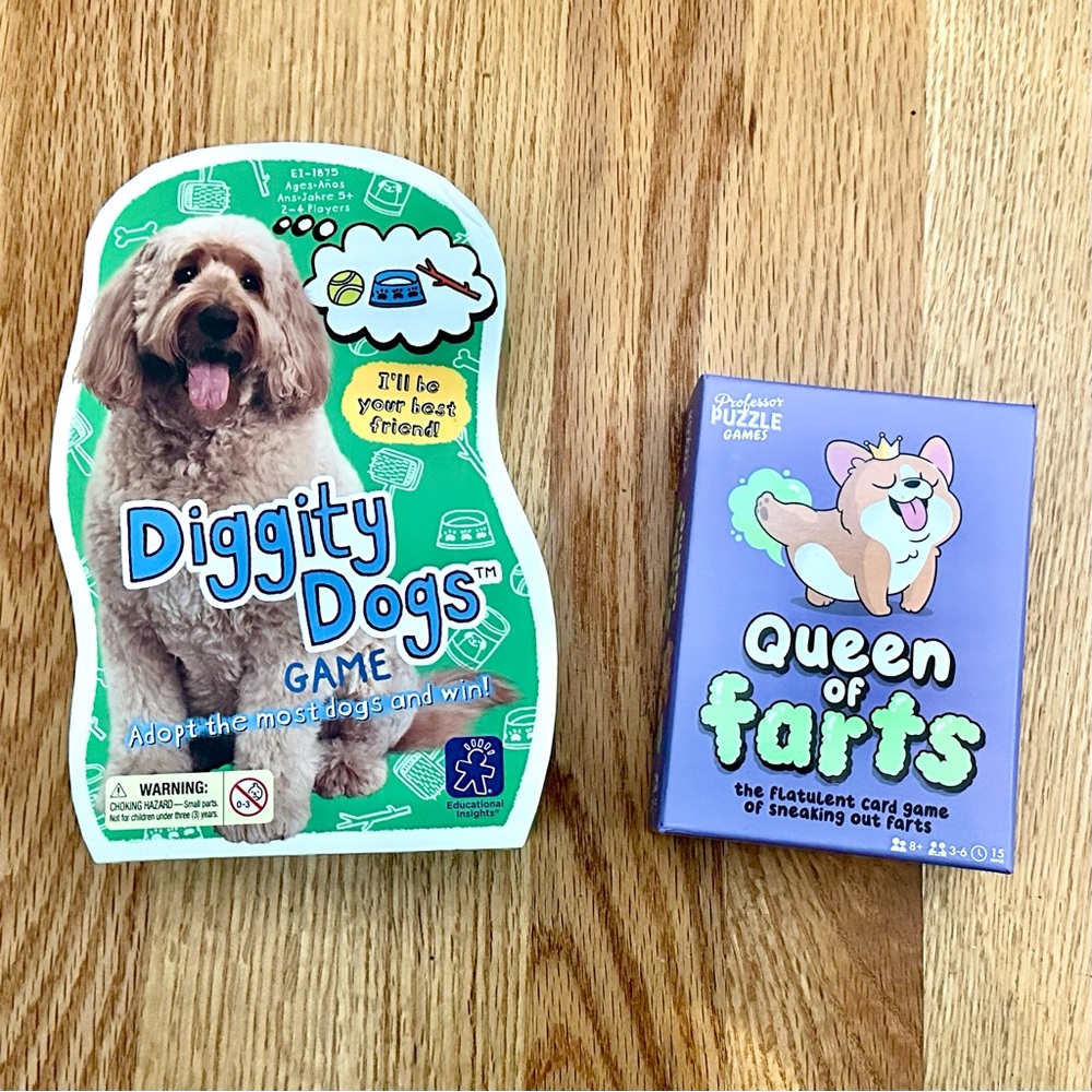Dog Lovers Card Game Bundle - Diggity Dogs Game + Queen of Farts Card Game
